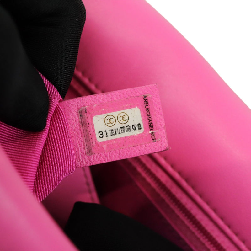 19 Flap Small Lambskin Quilted Pink MHW