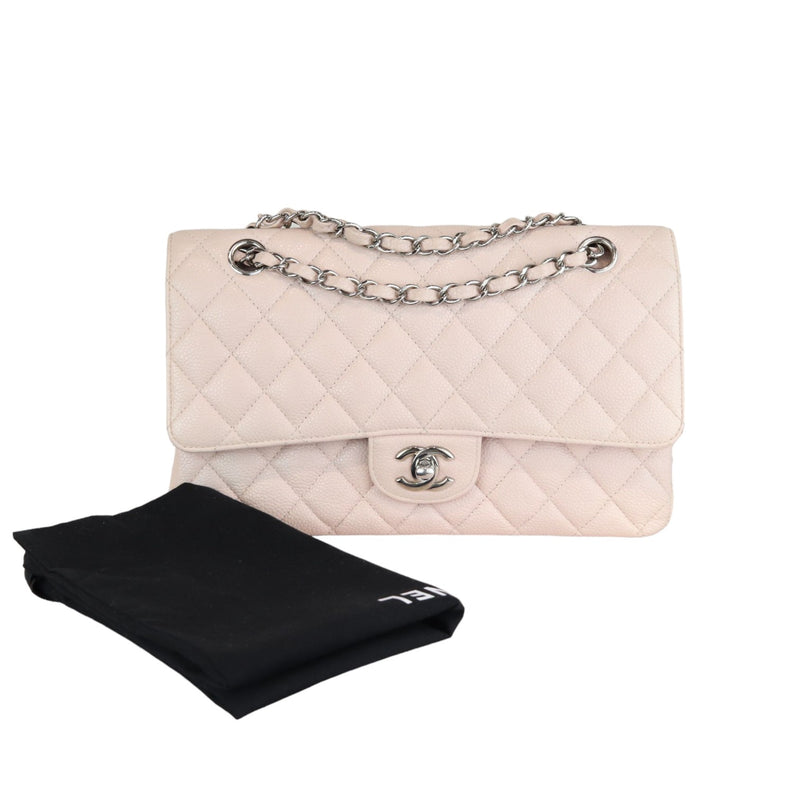Double Flap Medium Caviar Quilted Light Pink SHW