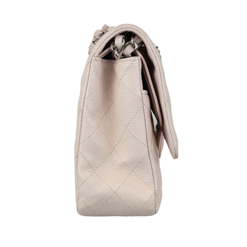 Double Flap Medium Caviar Quilted Light Pink SHW