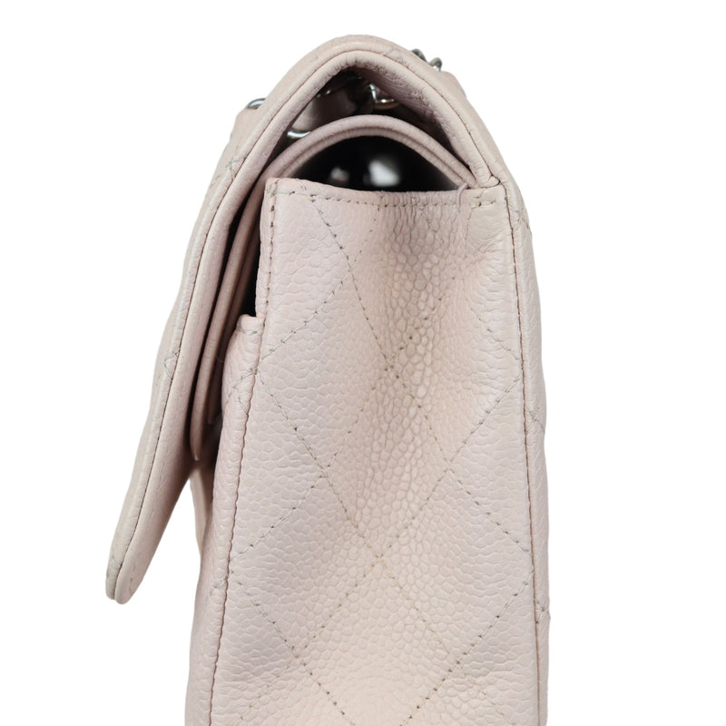Double Flap Medium Caviar Quilted Light Pink SHW