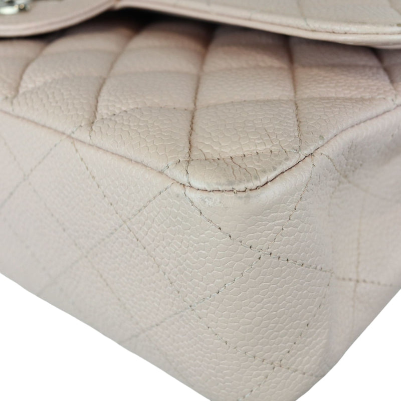 Double Flap Medium Caviar Quilted Light Pink SHW