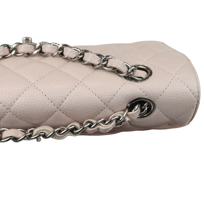 Double Flap Medium Caviar Quilted Light Pink SHW