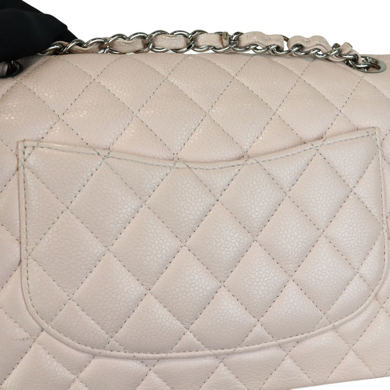 Double Flap Medium Caviar Quilted Light Pink SHW