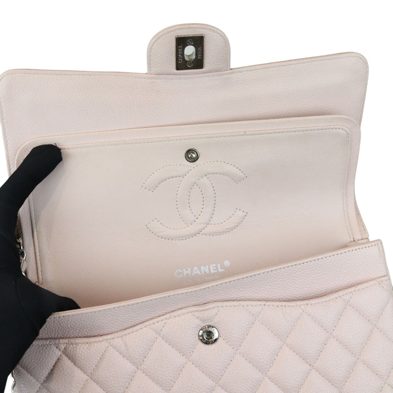 Double Flap Medium Caviar Quilted Light Pink SHW