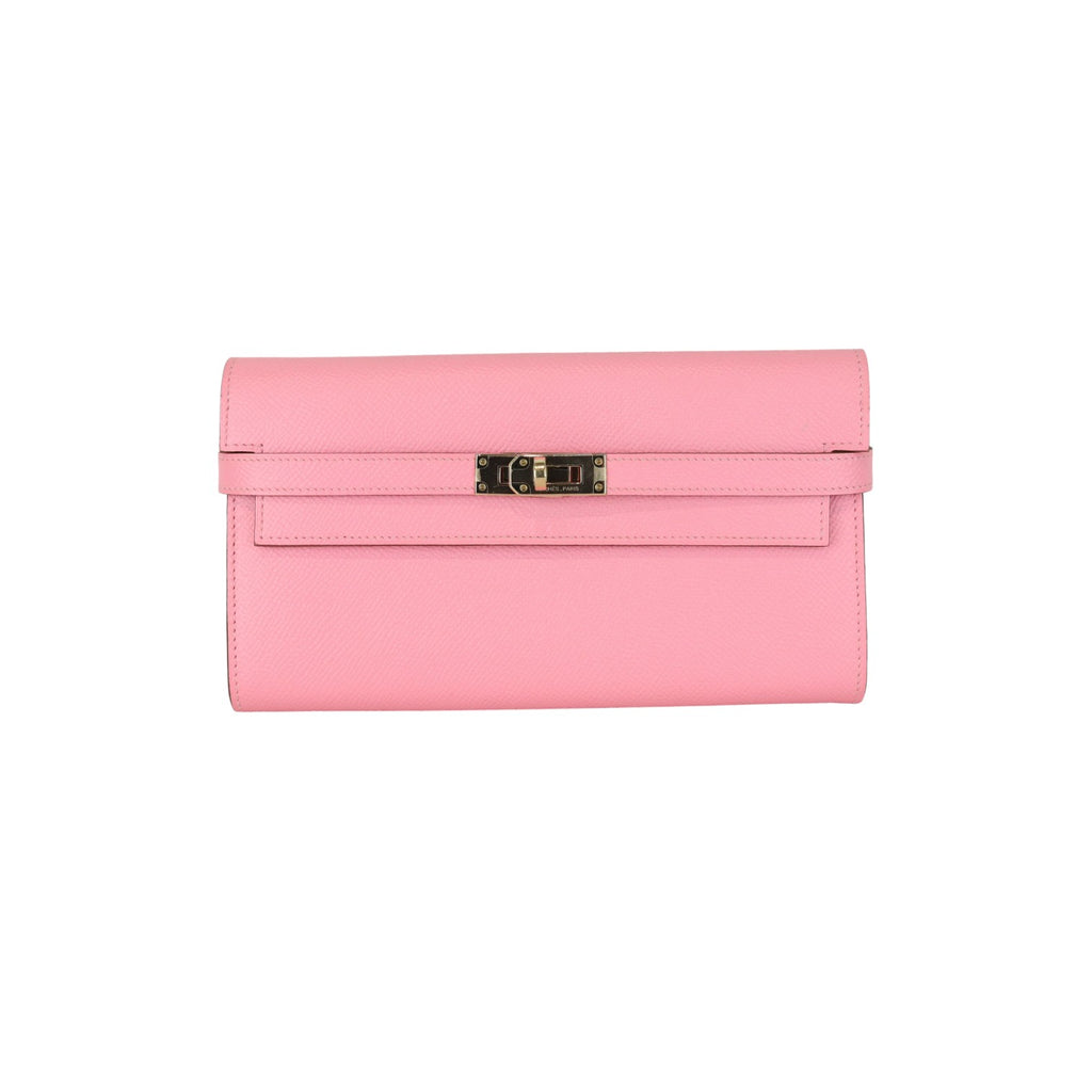 Kelly Long Wallet Epsom Calf Leather Rose Confetti Pink GHW