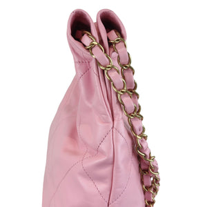 22 Small Shiny Calfskin Quilted Pink GHW