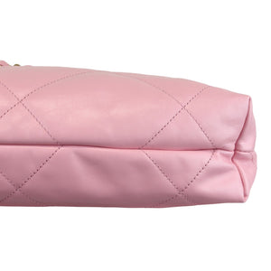 22 Small Shiny Calfskin Quilted Pink GHW