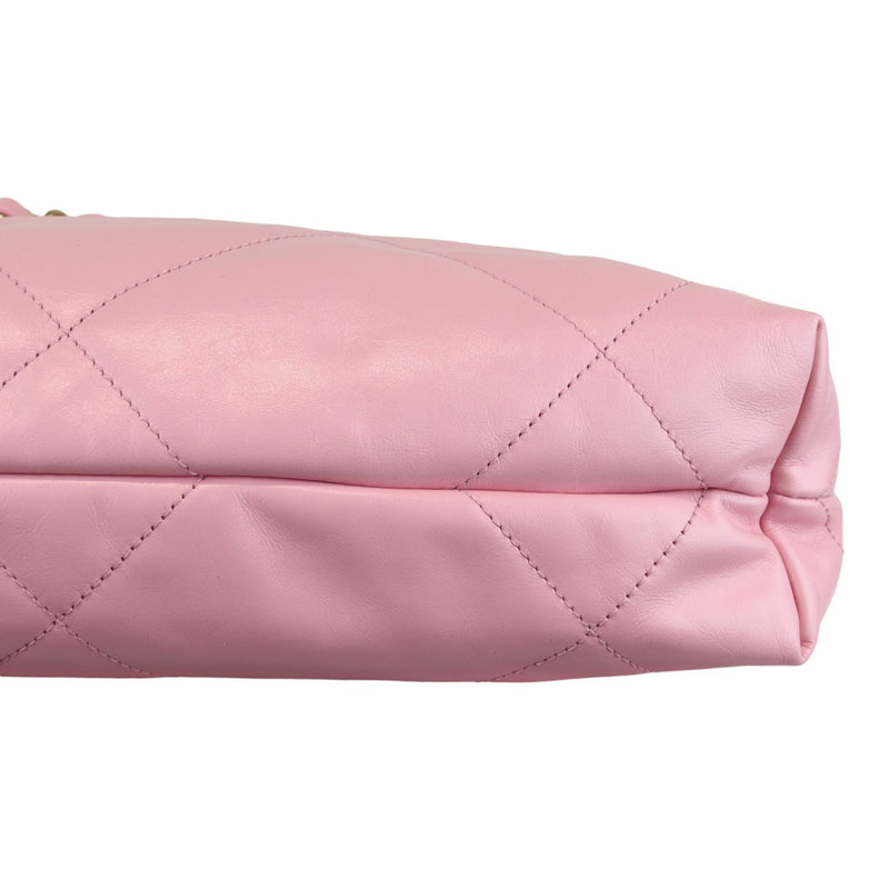 22 Small Shiny Calfskin Quilted Pink GHW