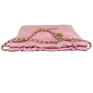 22 Small Shiny Calfskin Quilted Pink GHW