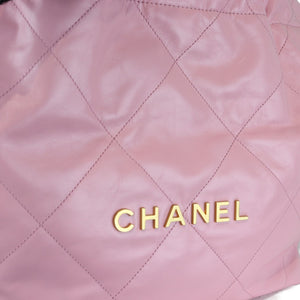 22 Small Shiny Calfskin Quilted Pink GHW