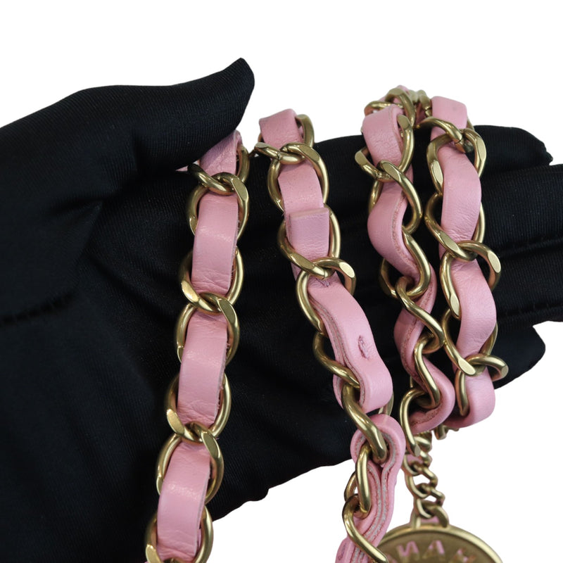 22 Small Shiny Calfskin Quilted Pink GHW