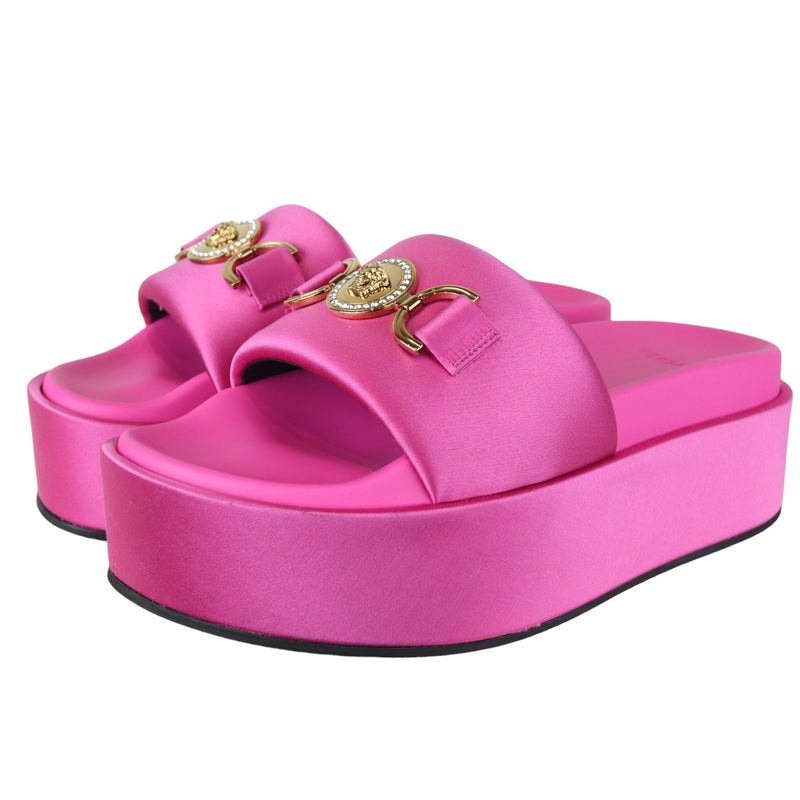 Medusa Biggie Platform Sandals Satin Pink Size 38 GHW
