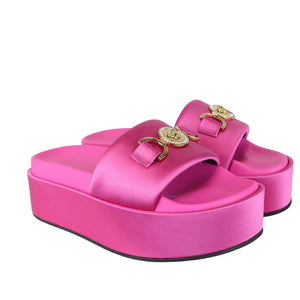 Medusa Biggie Platform Sandals Satin Pink Size 38 GHW