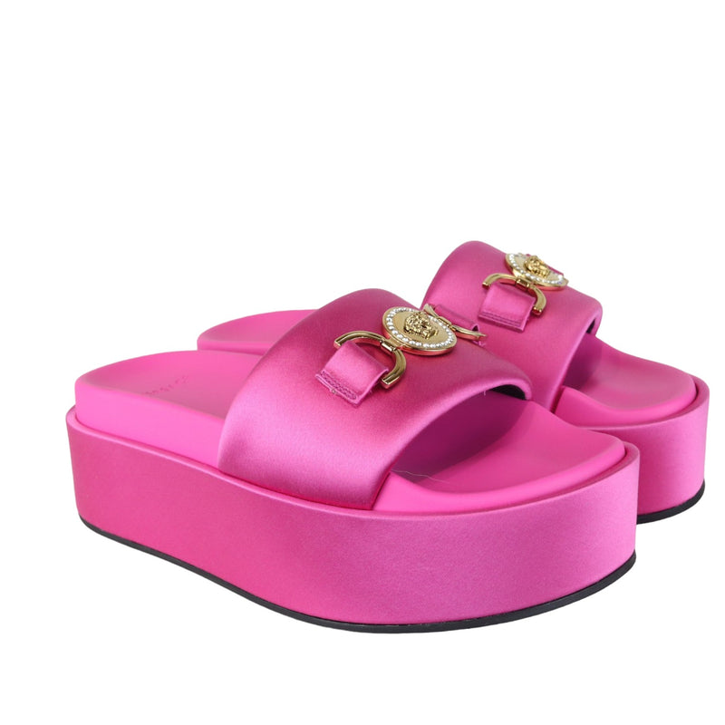Medusa Biggie Platform Sandals Satin Pink Size 38 GHW
