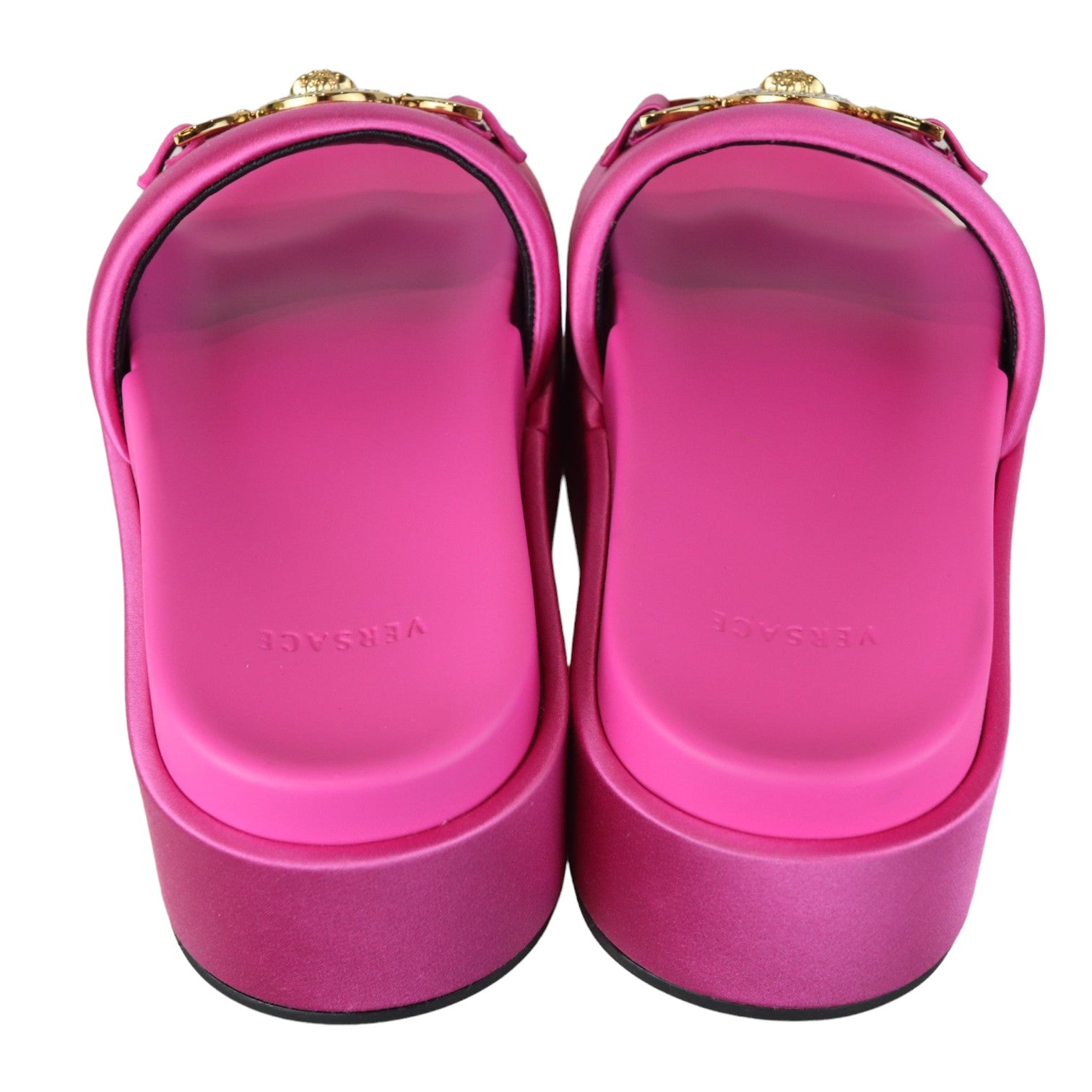 Versace Medusa Biggie Platform Sandals Satin Pink Size 38 GHW