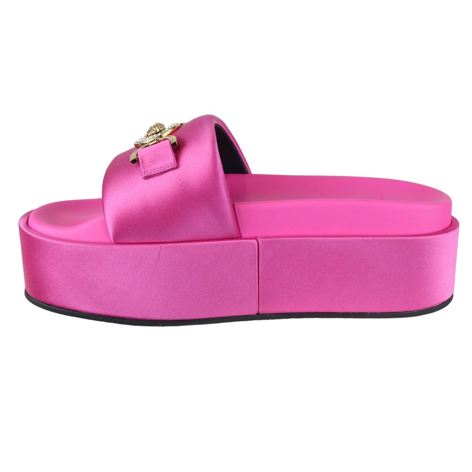 Versace Medusa Biggie Platform Sandals Satin Pink Size 38 GHW