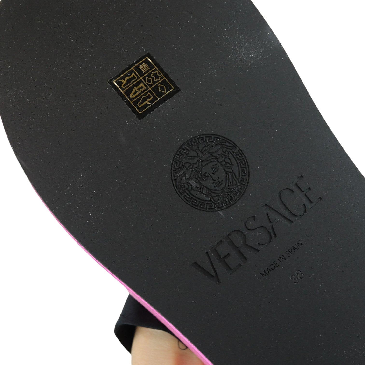 Versace Medusa Biggie Platform Sandals Satin Pink Size 38 GHW