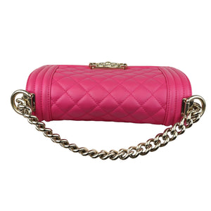 Boy Flap Small Calfskin Quilted Pink GHW