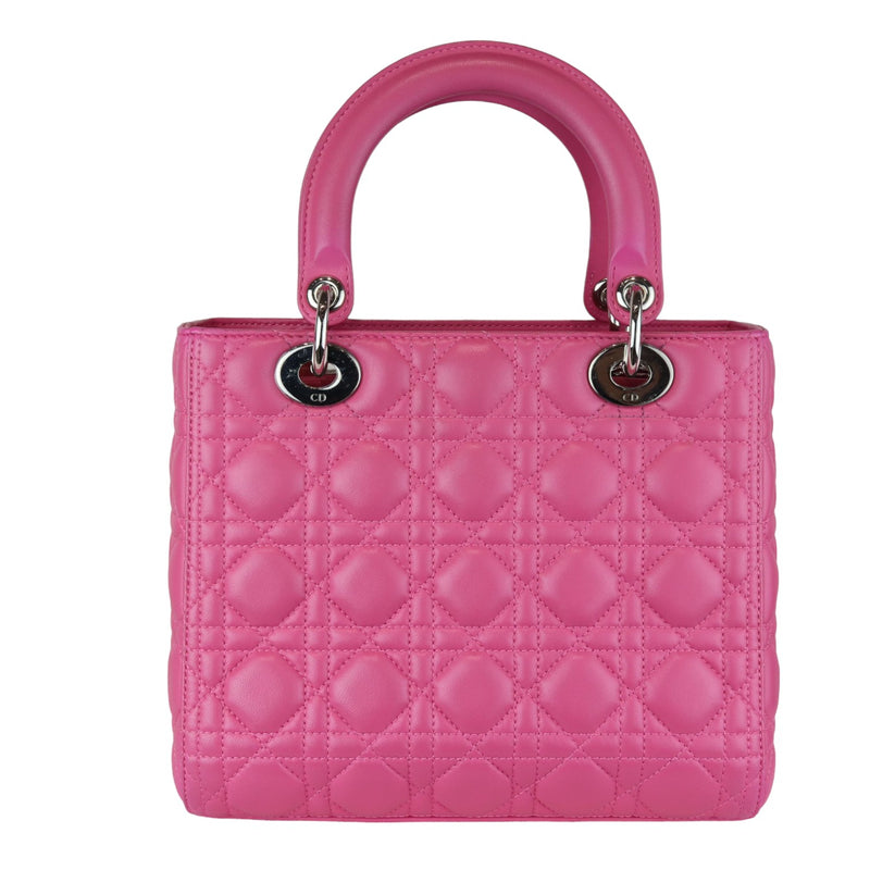 Lady Dior Medium Lambskin Cannage Pink SHW