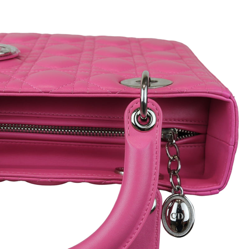 Lady Dior Medium Lambskin Cannage Pink SHW