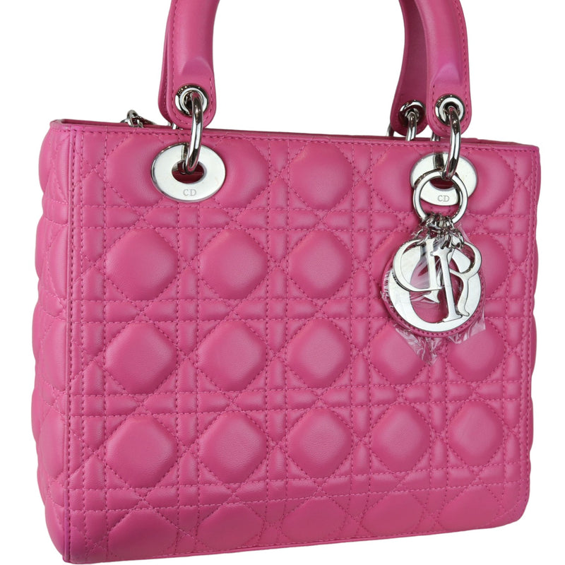 Lady Dior Medium Lambskin Cannage Pink SHW