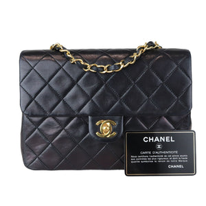 Vintage Large Square Mini Flap Lambskin Black GHW