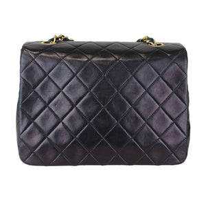 Vintage Large Square Mini Flap Lambskin Black GHW