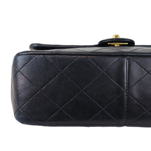 Vintage Large Square Mini Flap Lambskin Black GHW