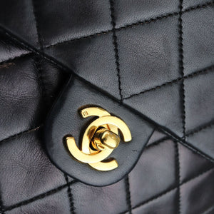 Vintage Large Square Mini Flap Lambskin Black GHW