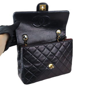 Vintage Large Square Mini Flap Lambskin Black GHW