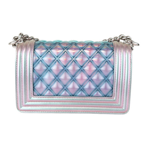 Boy Flap Small Iridescent Patent Calfskin PVC Quilted Light Purple SHW