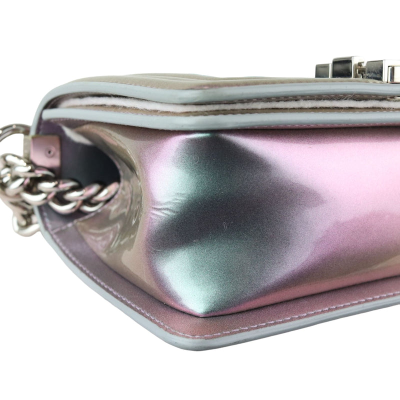 Boy Flap Small Iridescent Patent Calfskin PVC Quilted Light Purple SHW