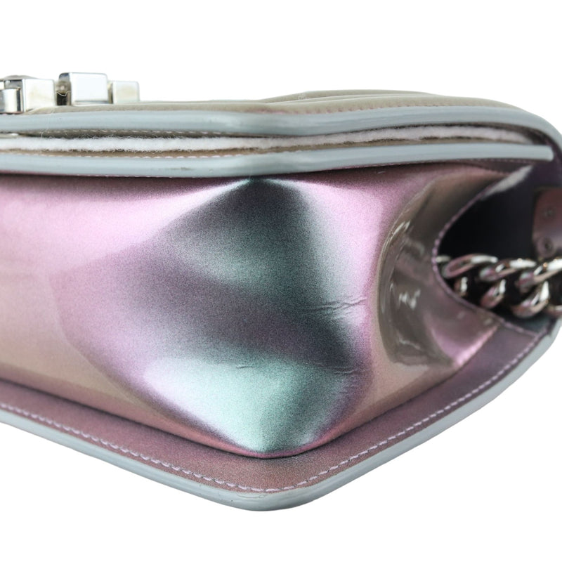 Boy Flap Small Iridescent Patent Calfskin PVC Quilted Light Purple SHW