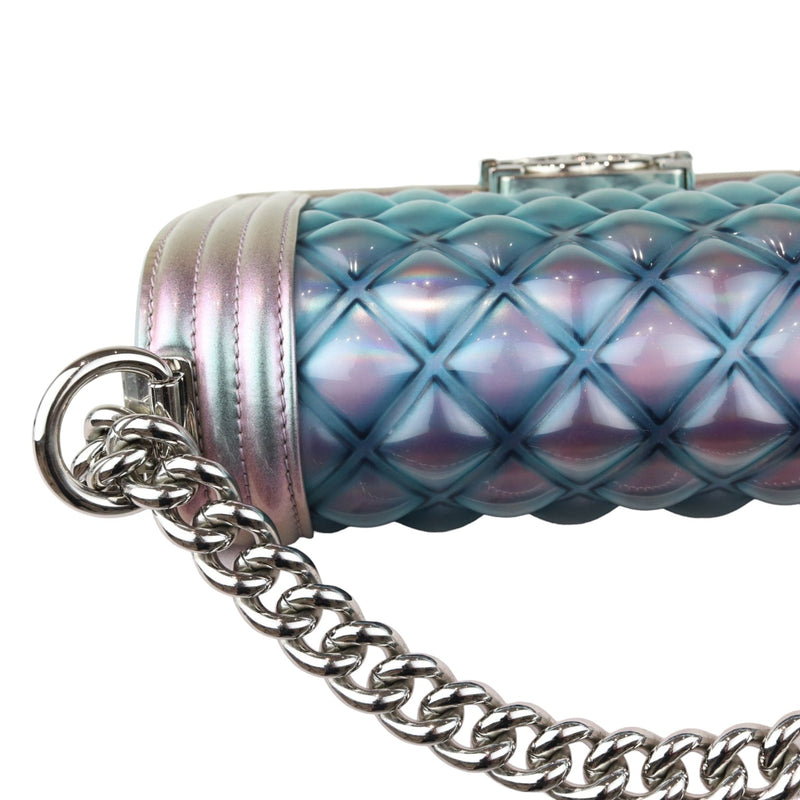 Boy Flap Small Iridescent Patent Calfskin PVC Quilted Light Purple SHW