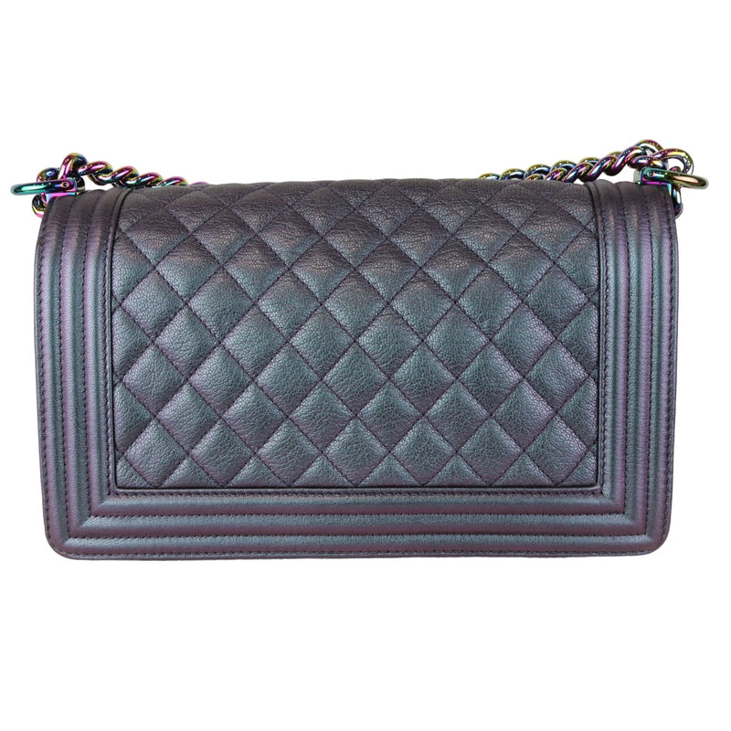 Boy Flap Medium Iridescent Goatskin Quilted Purple