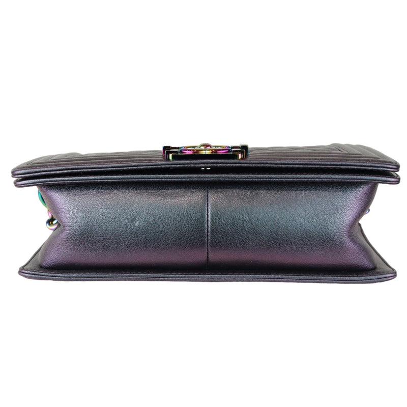 Boy Flap Medium Iridescent Goatskin Quilted Purple