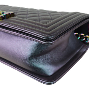 Boy Flap Medium Iridescent Goatskin Quilted Purple