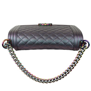 Boy Flap Medium Iridescent Goatskin Quilted Purple
