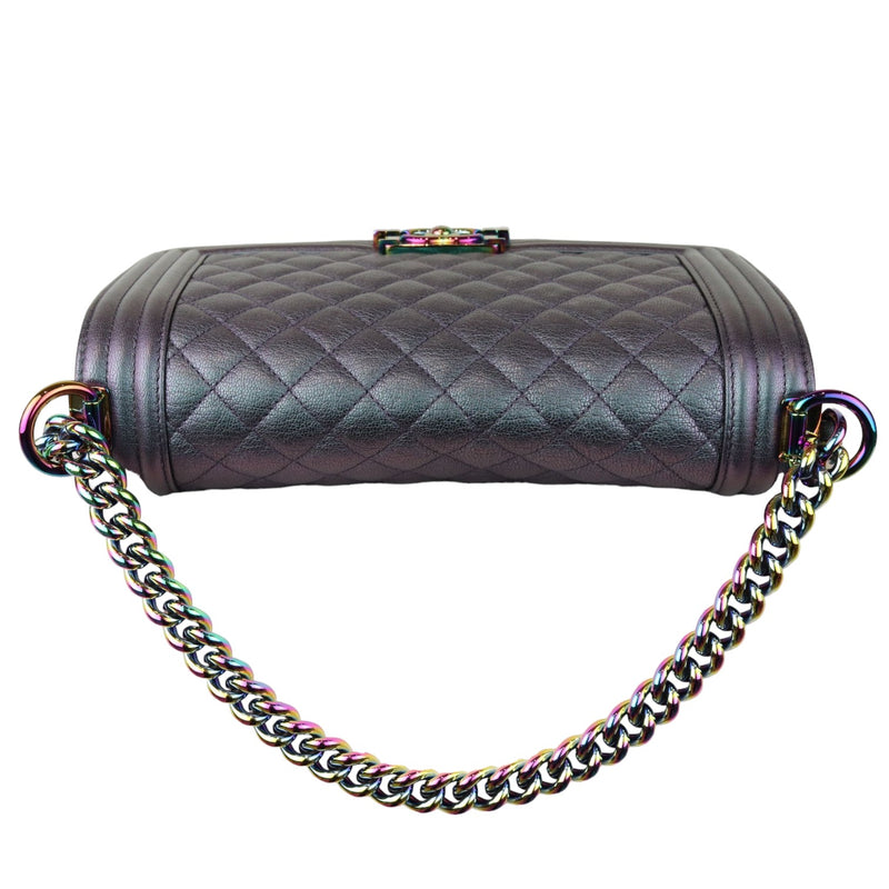Boy Flap Medium Iridescent Goatskin Quilted Purple