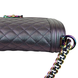 Boy Flap Medium Iridescent Goatskin Quilted Purple