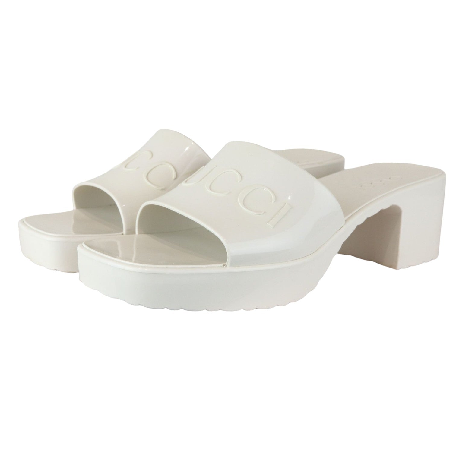 Gucci Logo Womens Platform Slide Sandals Rubber Mystic White Size 38 – Bag  Religion