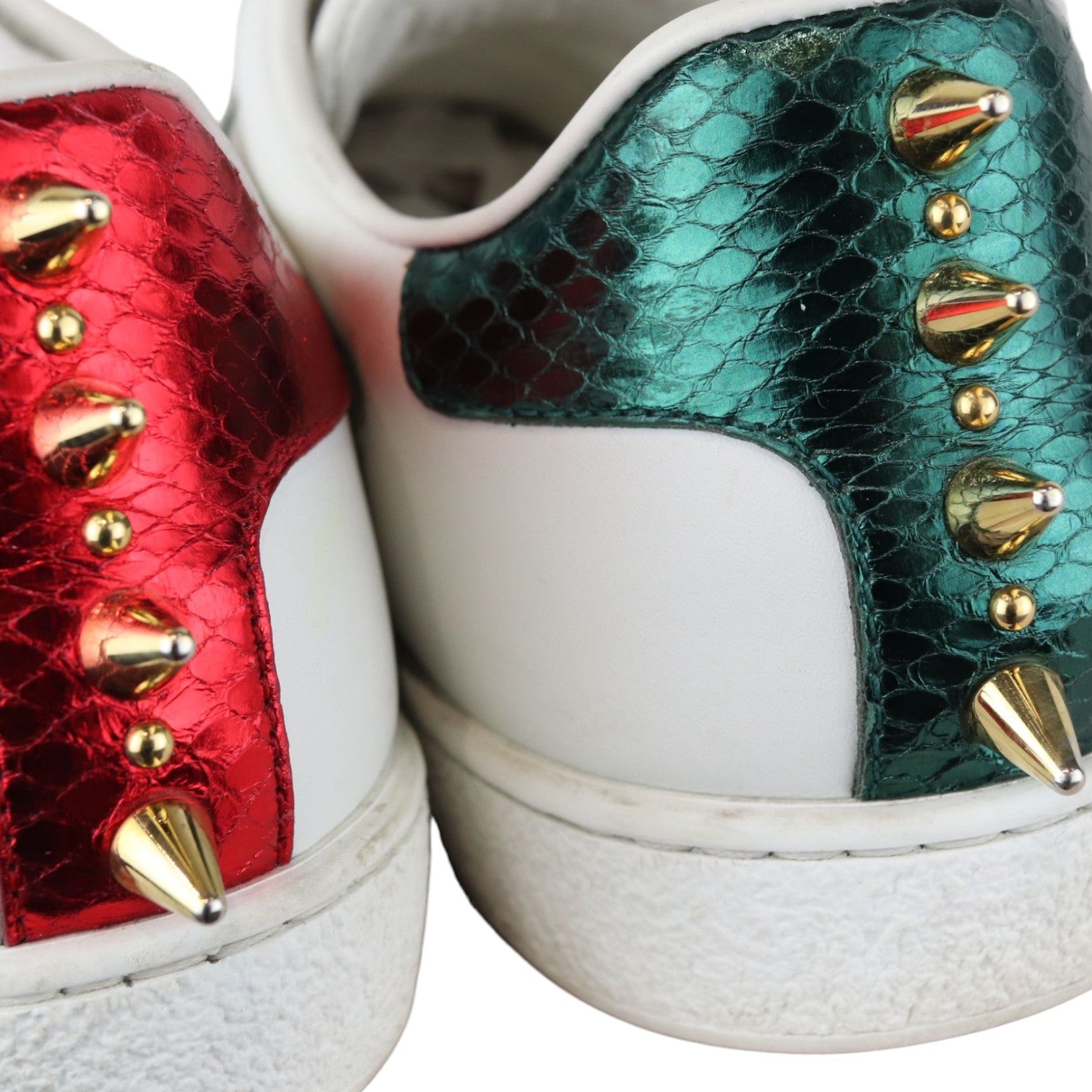 Gucci Web Pearl Studded Women Ace Sneakers Calfskin White Size 37