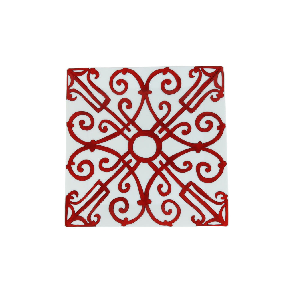 Balcon Du Guadalquivir Square Plate Porcelain Red White
