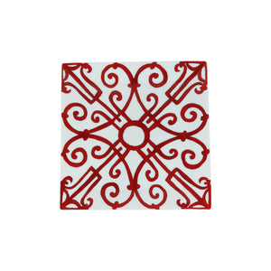 Balcon Du Guadalquivir Square Plate Porcelain Red White