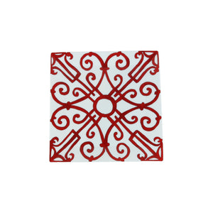 Balcon Du Guadalquivir Square Plate Porcelain Red White