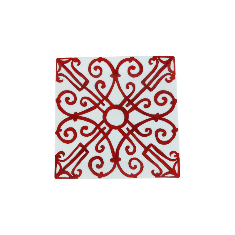 Balcon Du Guadalquivir Square Plate Porcelain Red White