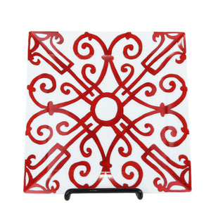 Balcon Du Guadalquivir Square Plate Porcelain Red White