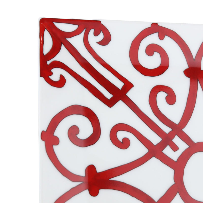 Balcon Du Guadalquivir Square Plate Porcelain Red White