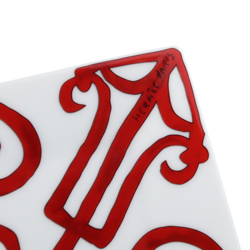 Balcon Du Guadalquivir Square Plate Porcelain Red White