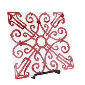 Balcon Du Guadalquivir Square Plate Porcelain Red White